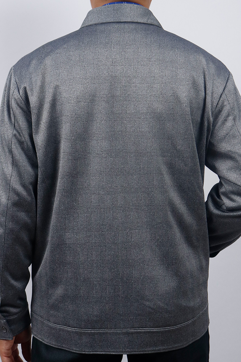 Áo Khoác Jacket 2 lớp Novelty cổ bẻ họa tiết caro nhỏ màu xám NJKMCNMT3B2305342
