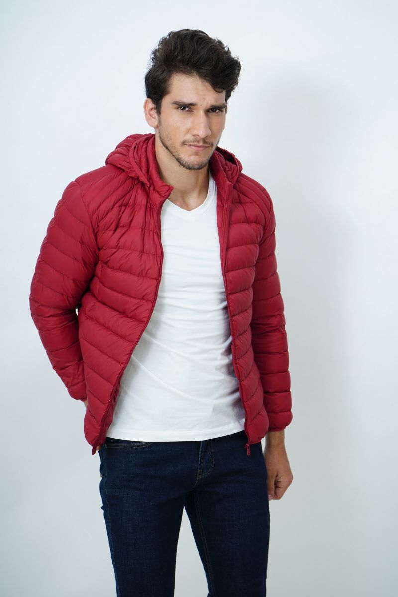 Áo Jacket nam Novelty 03 lớp lông vũ thật màu đỏ đô 1806154