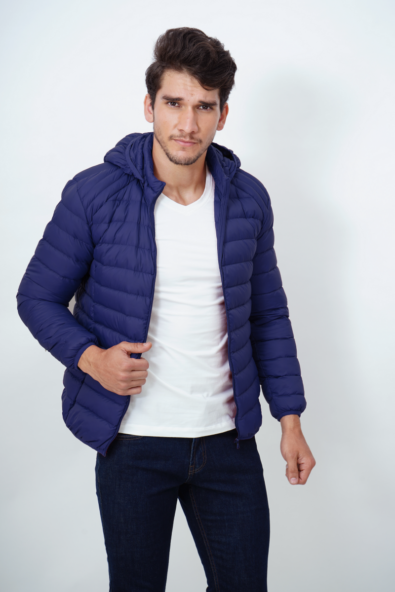 Áo Jacket nam Novelty 03 lớp lông vũ thật màu xanh đen 1806134