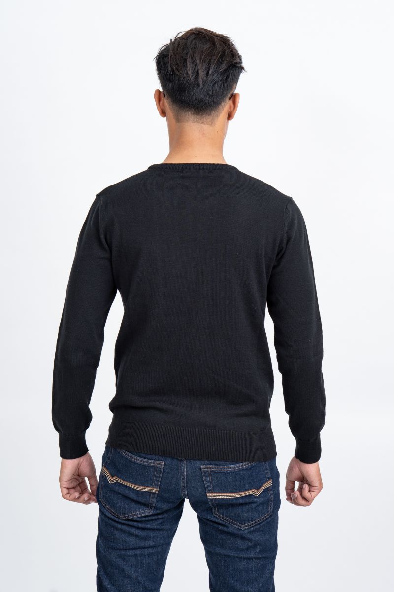 Áo len nam Novelty regular fit  cổ tròn trơn màu đen NALMMDNACR180575T