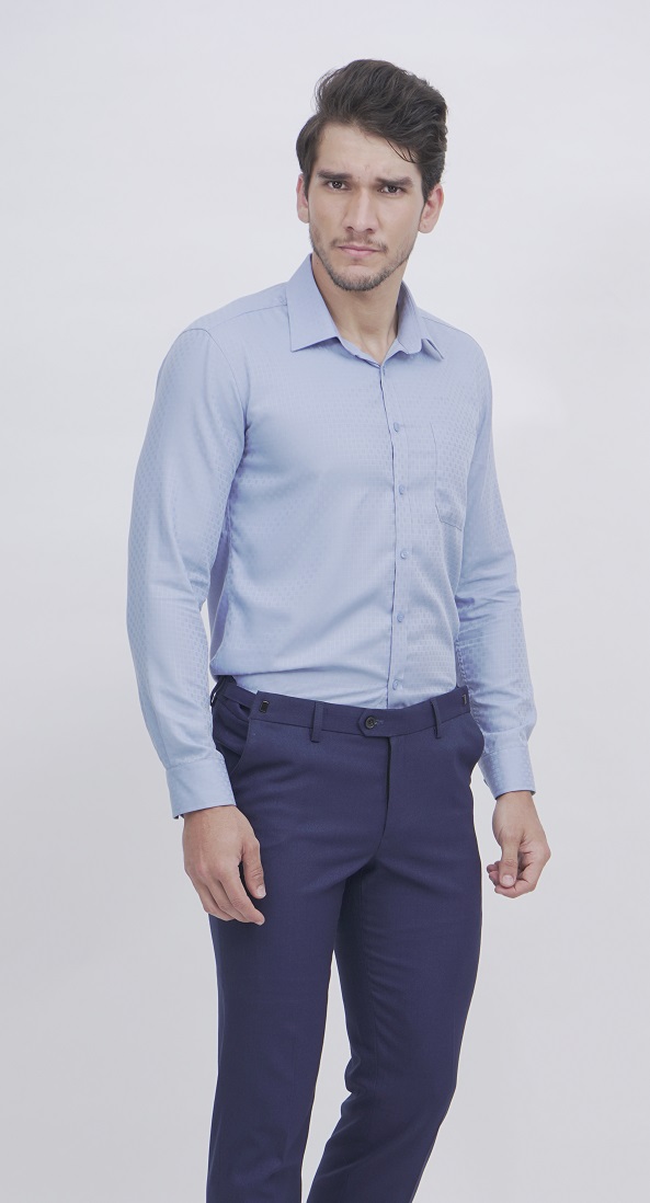 Áo sơ mi dài tay Novelty regular fit  Bamboo Xanh da trời NSMMCNMBSR181097D