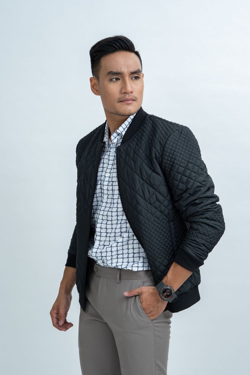 Áo Jacket nam Novelty 03 lớp màu đen 1806223