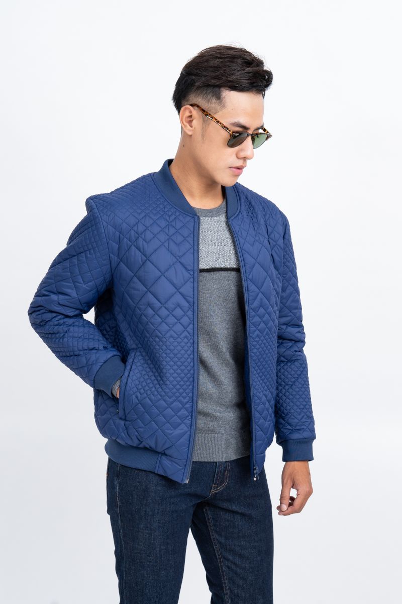 Áo Khoác Jacket 3 lớp Novelty cổ bomber màu xanh đen NJKMMDMNLR1806233