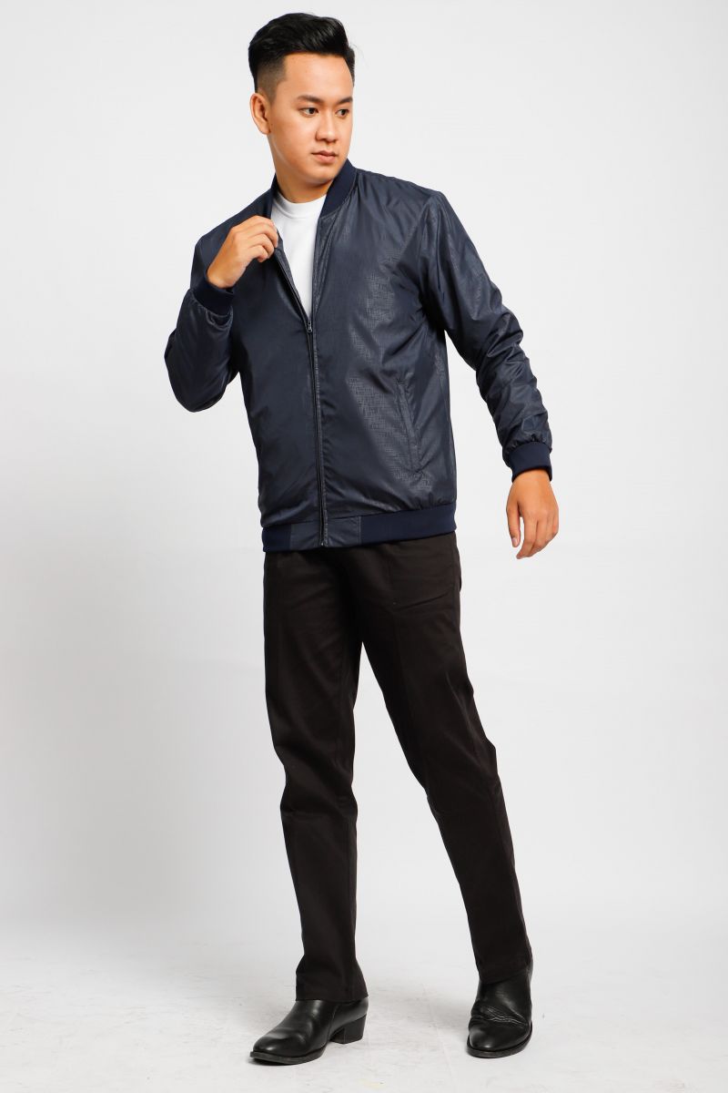 Áo jacket nam in chìm Novelty xanh đen NJKMMDMPLR2203292
