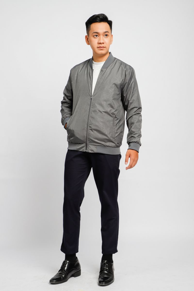 Áo jacket nam in chìm Novelty xám đậm 2203382