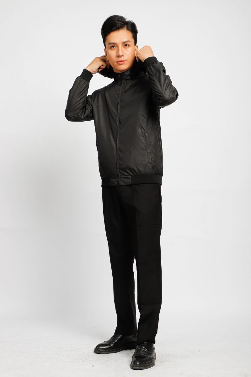 Áo Jacket Nam In Chìm Nón Rời Novelty Đen NJKMMDMPLR2203162
