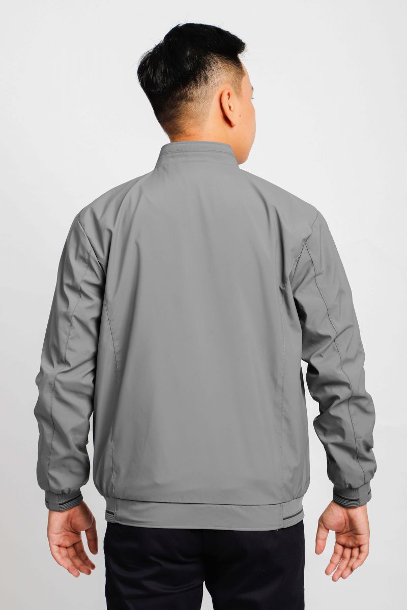 Áo jacket nam bonding cổ trụ Novelty màu xám NJKMMTMPLR2203062