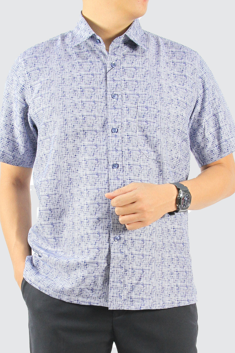 Áo sơ mi nam ngắn tay Novelty Casual hoa văn NSMMINMSPB230172N