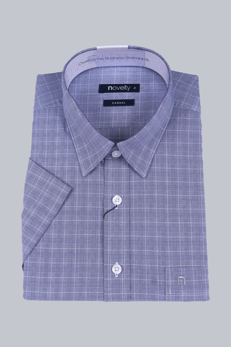 Áo sơ mi nam ngắn tay Novelty Casual Bamboo caro xanh xám NSMMCTMT3B230210N