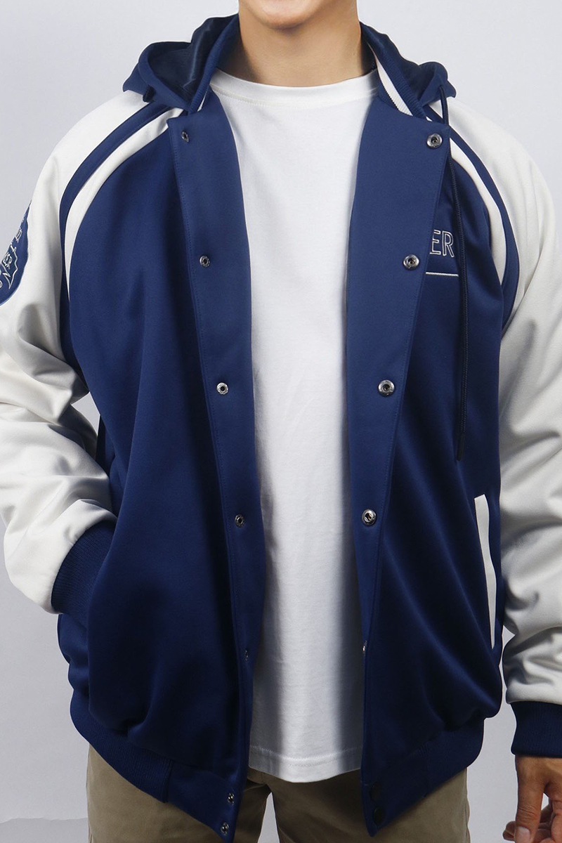Áo Khoác Jacket 2 lớp nỉ Novelty màu xanh dương NJKMMDMPLB2307052