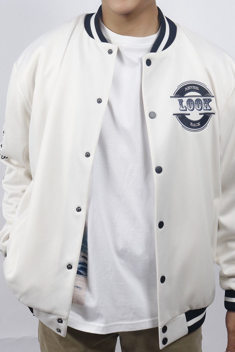 Áo Jacket 2 lớp nỉ Novelty màu trắng NJKMMNMPLB2308272