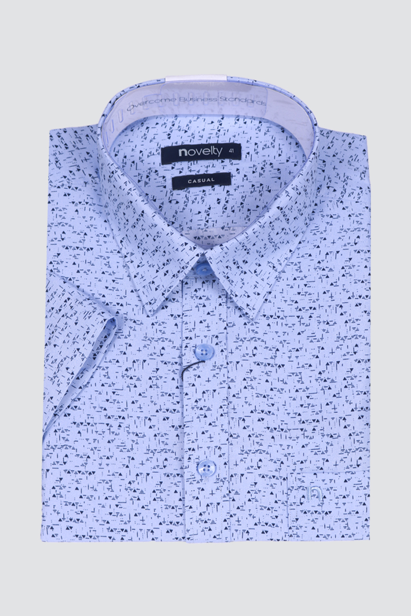 Áo sơ mi nam ngắn tay Novelty Casual họa tiết hoa văn xanh lam NSMMINMSPB230340N