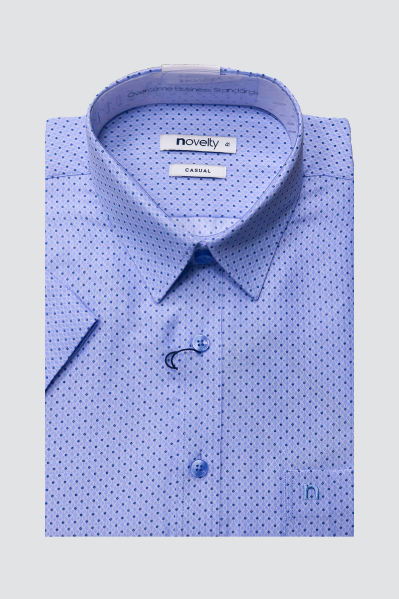 Áo sơ mi nam ngắn tay Novelty Casual họa tiết hoa văn xanh nhạt NSMMINMSPB230378N