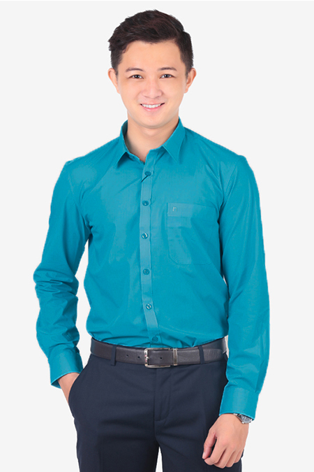 Áo sơ mi nam dài tay Novelty Regular fit Bamboo xanh lam NSMMMTMBMR171388D