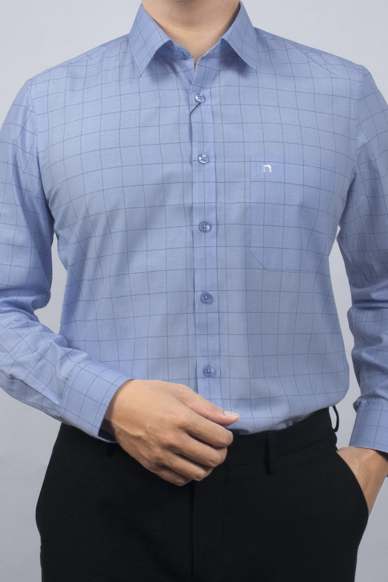 Áo sơ mi nam dài tay Novelty Regular fit họa tiết caro lớn NSMMCLMTCR230652D