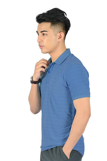 Áo Polo nam Novelty Regular fit họa tiết tràn thân, cổ bo dệt họa tiết xanh coban NATMMDMBSR210135N