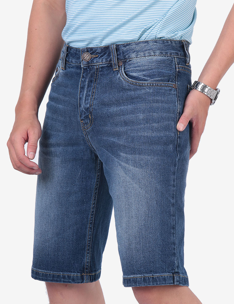 Quần jean short nam Novelty Slim Straight wash ống màu xanh navy NSJMMTNCSI1701090