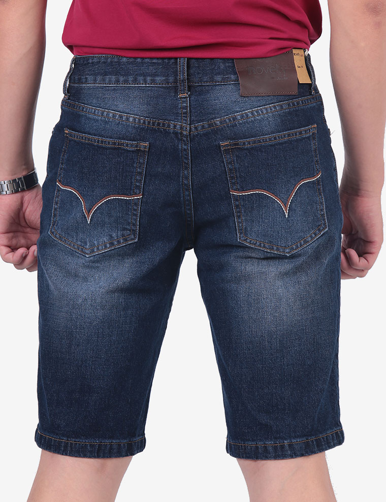 Quần jean short nam Novelty wash ống màu xanh đen 1701100