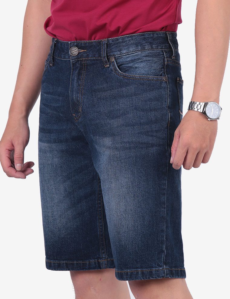 Quần jean short nam Novelty wash ống màu xanh đen 1701100