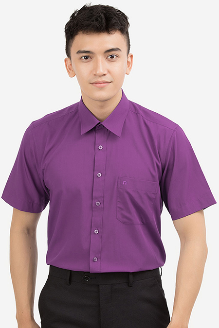 Áo sơ mi nam Slim fit ngắn tay tím đậm NSMMMTMBMF171434N