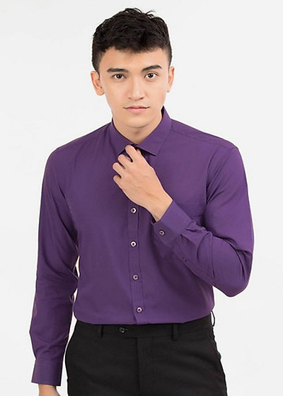 Áo sơ mi nam dài tay Novelty Slim Fit Bamboo màu tím NSMMMTMBMF171438D