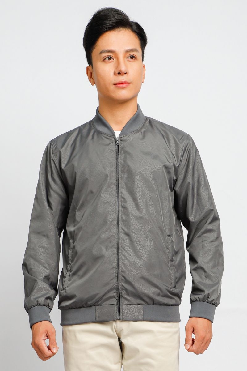 Áo jacket nam in chìm Novelty xám đậm NJKMMDMPLR2203342