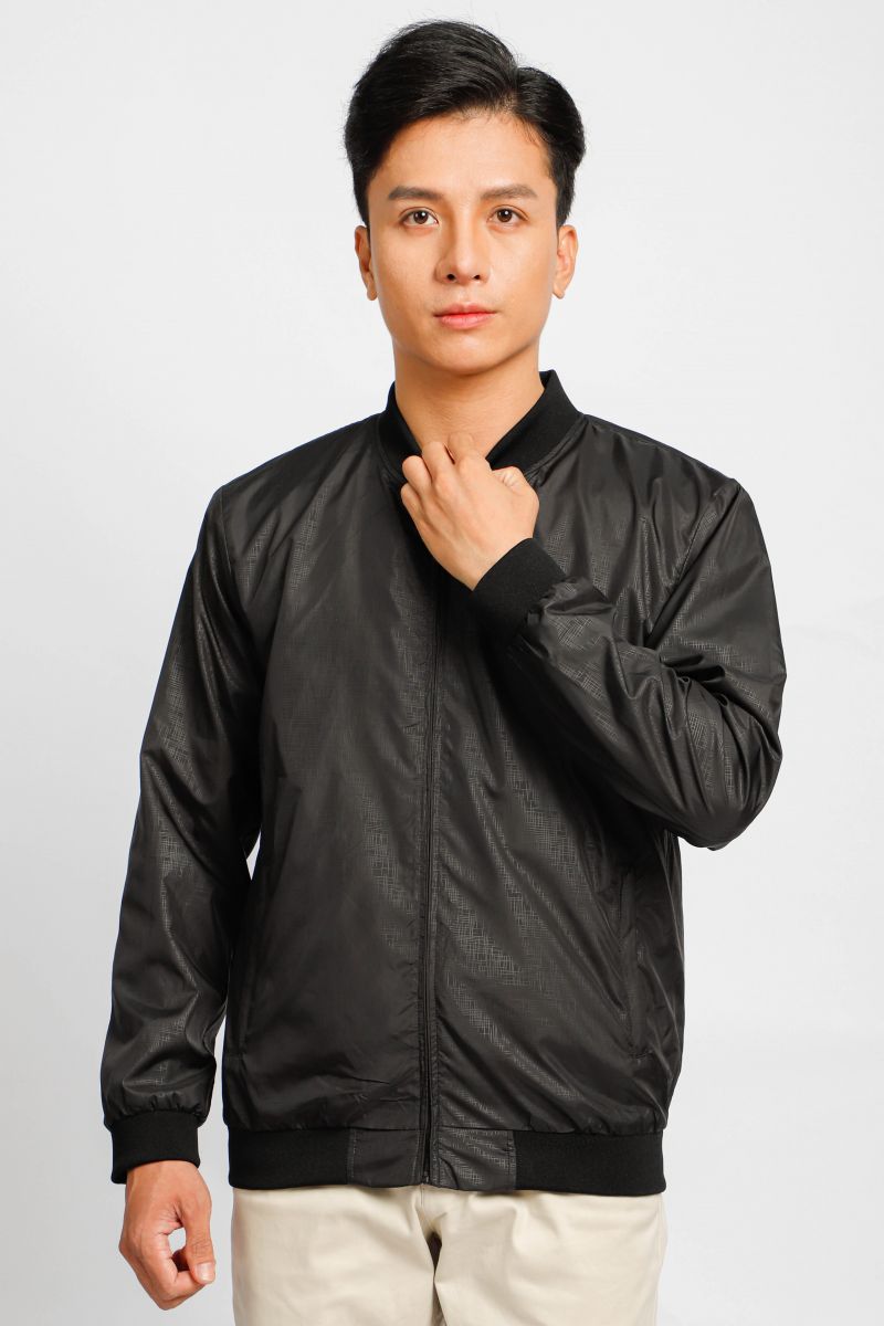 Áo jacket nam in chìm Novelty màu đen NJKMMDMPLR2203282
