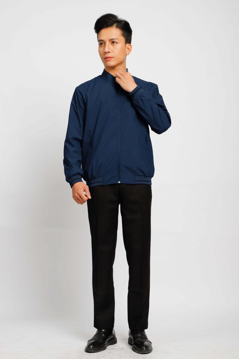 Áo Jacket bonding Novelty cổ trụ xanh đen NJKMMDMPLR2203092