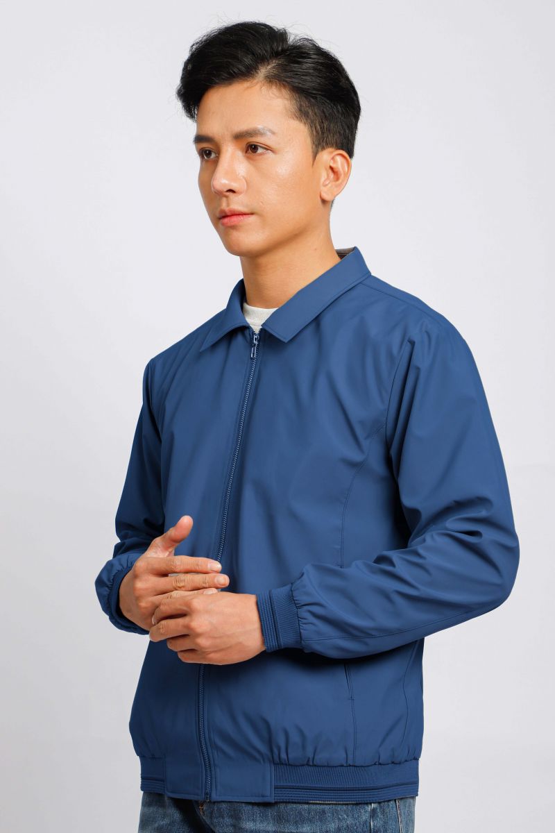 Áo jacket nam bonding cổ bẻ Novelty xanh đen NJKMMDMPLR2203132