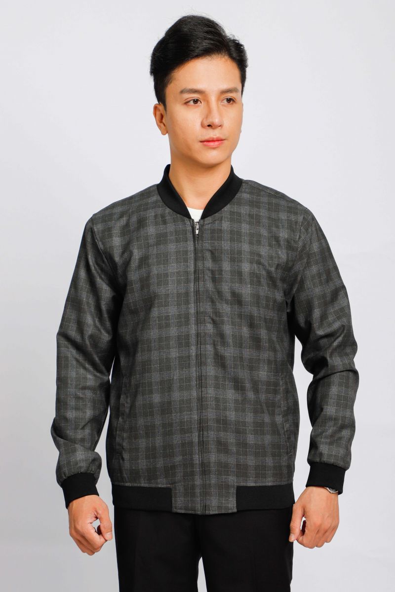 Áo Bomber Novelty họa tiết Caro NJKMCLMT3R2204232