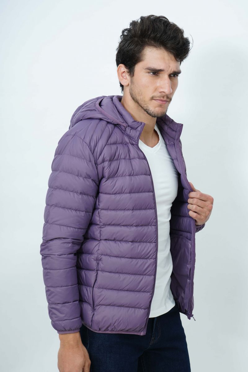 Áo Jacket nam Novelty 03 lớp lông vũ thật màu tím nhạt 1806164 chần ngang