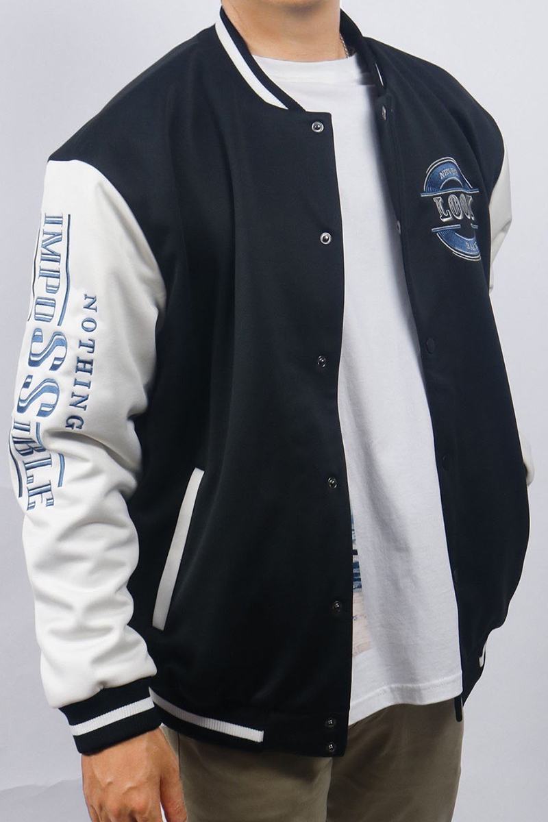 Áo Jacket 2 lớp nỉ Novelty màu đen NJKMMDMPLB2307022