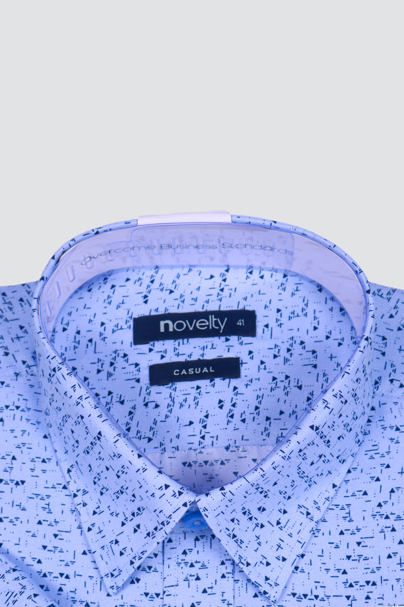 Áo sơ mi nam ngắn tay Novelty Casual họa tiết hoa văn xanh lam NSMMINMSPB230340N