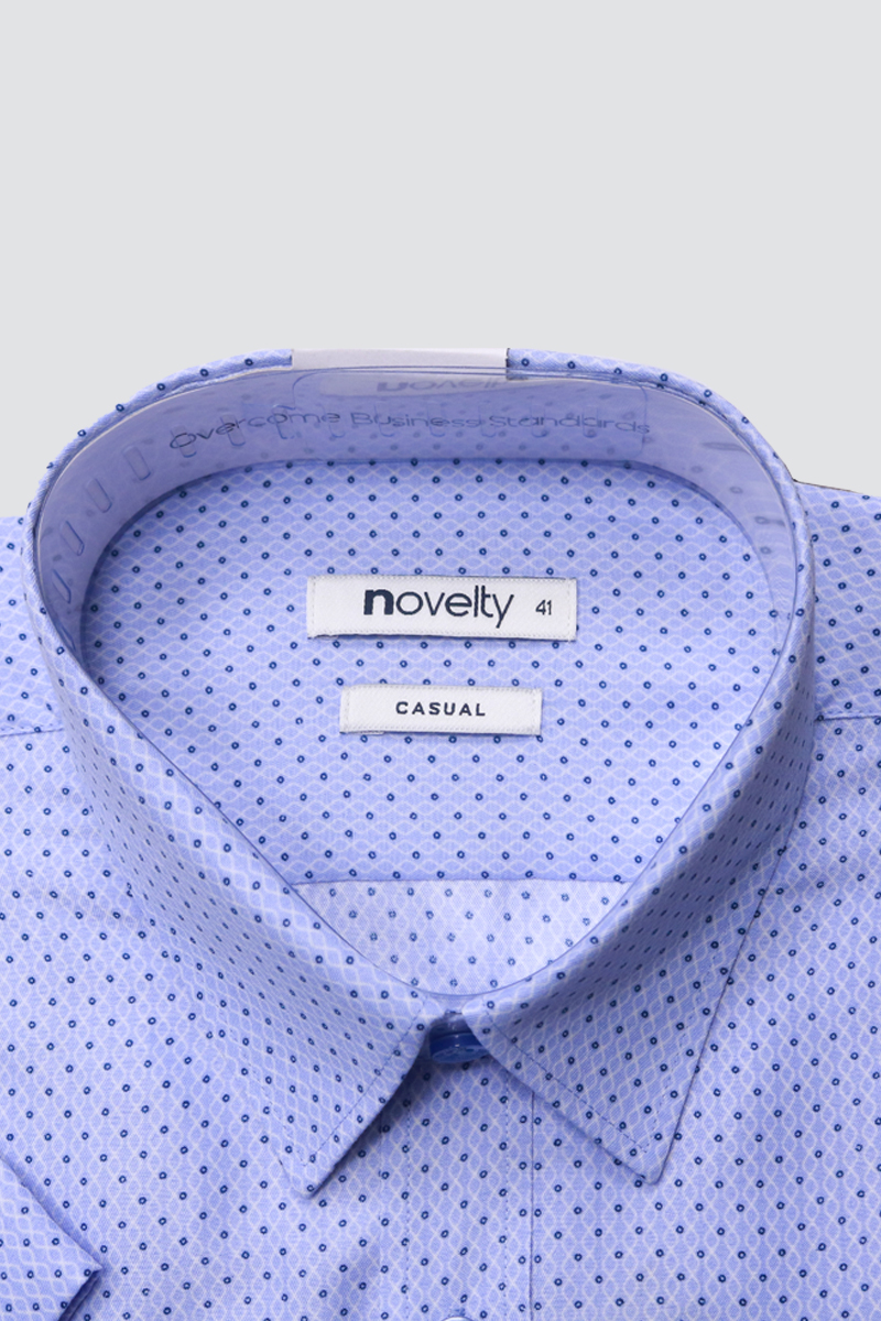 Áo sơ mi nam ngắn tay Novelty Casual họa tiết hoa văn xanh nhạt NSMMINMSPB230378N