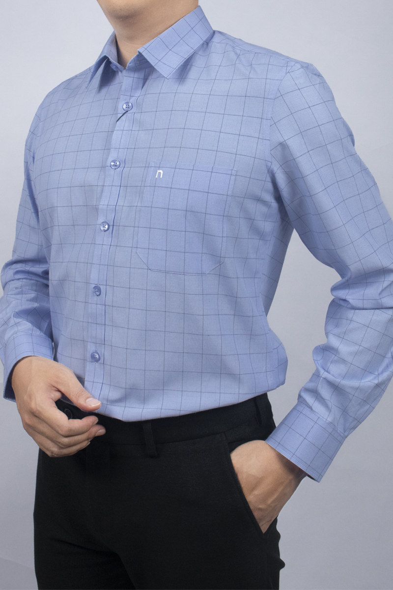 Áo sơ mi nam dài tay Novelty Regular fit họa tiết caro lớn NSMMCLMTCR230652D