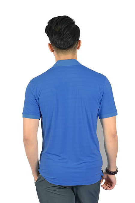 Áo Polo nam Novelty Regular fit họa tiết tràn thân, cổ bo dệt họa tiết xanh coban NATMMDMBSR210135N