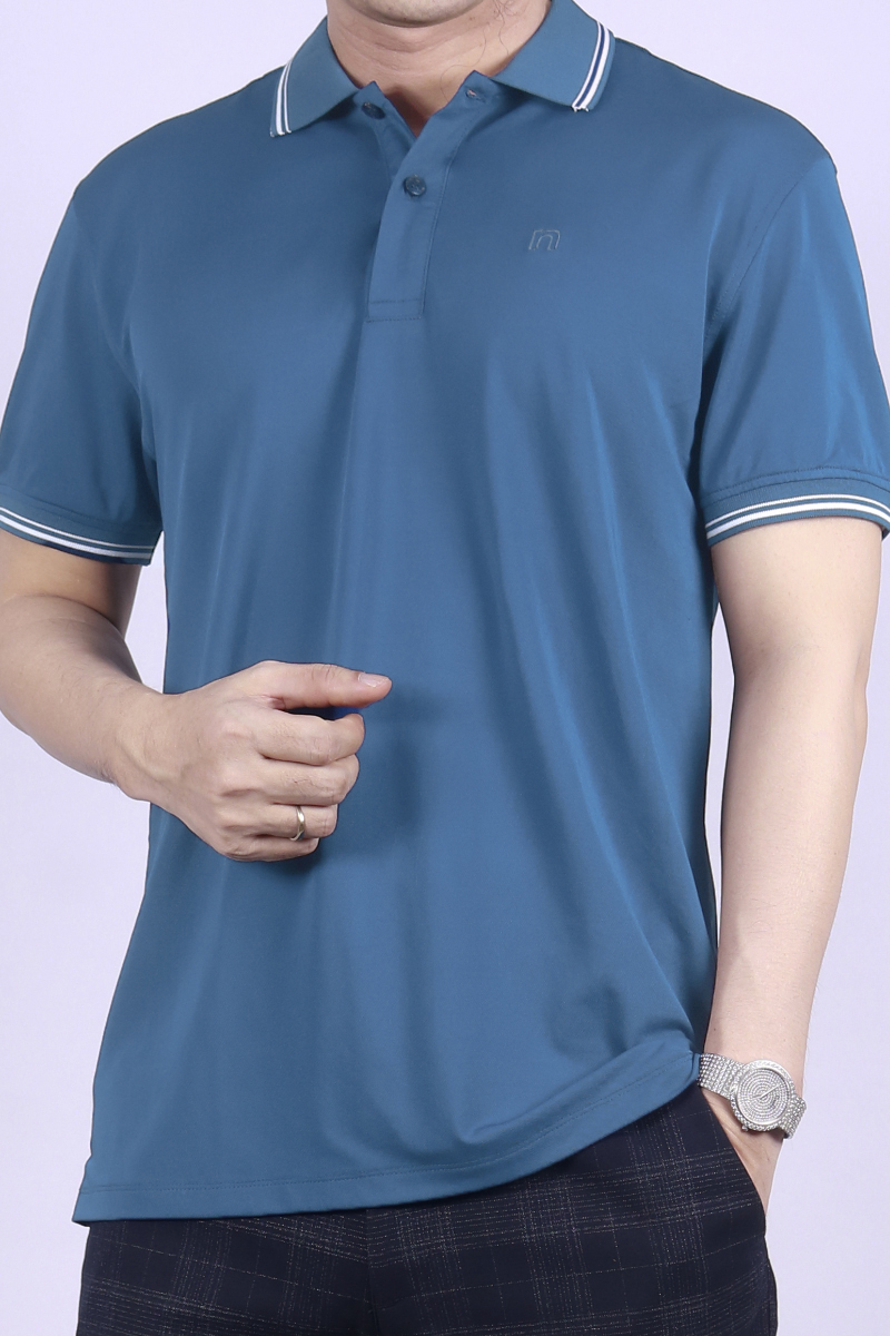 Áo Polo nam Novelty Regular fit xanh nhớt NATMMNMSPR230078N