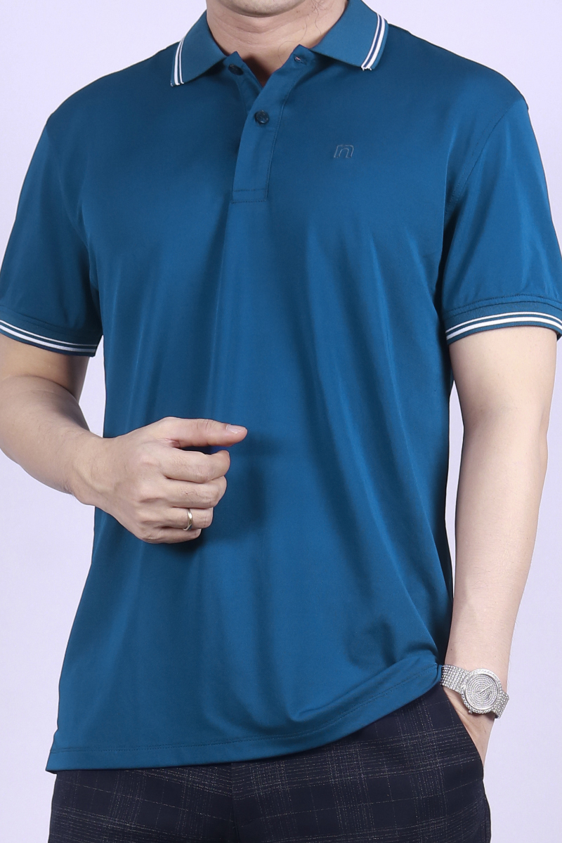 Áo Polo nam Novelty Regular fit xanh cổ vịt NATMMDMSPR230079N