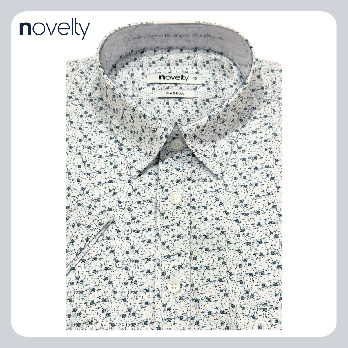 Áo sơ mi nam ngắn tay Novelty Casual Hoa văn NSMMINMSPB240457N