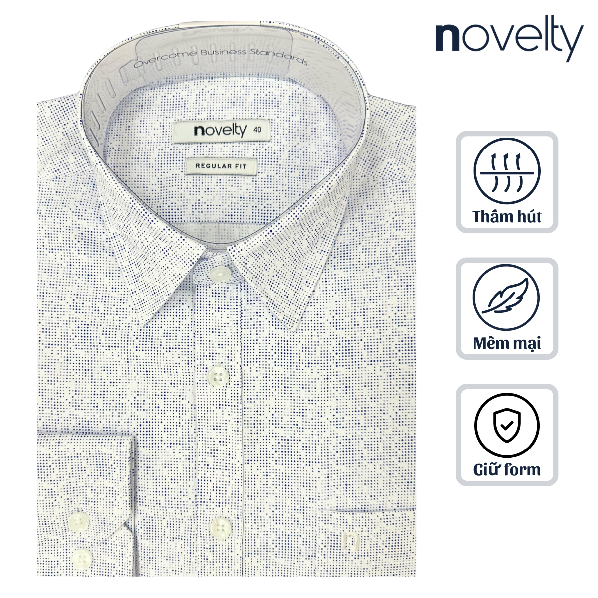 Áo sơ mi nam dài tay Novelty Regular fit T/C NSMMINMTCR250175D