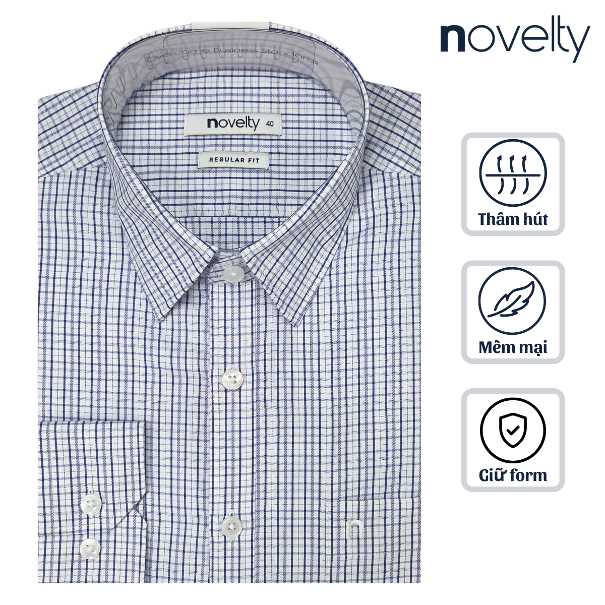 Áo sơ mi nam dài tay Novelty Regular fit T/C Caro NSMMCNMTCR250177D