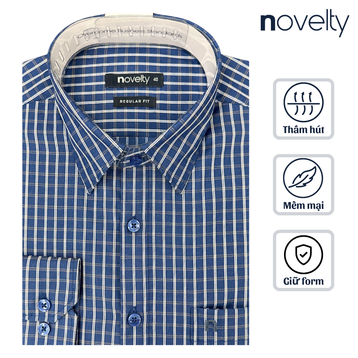 Áo sơ mi nam dài tay Novelty Regular fit T/C  NSMMCNMTCR250178D