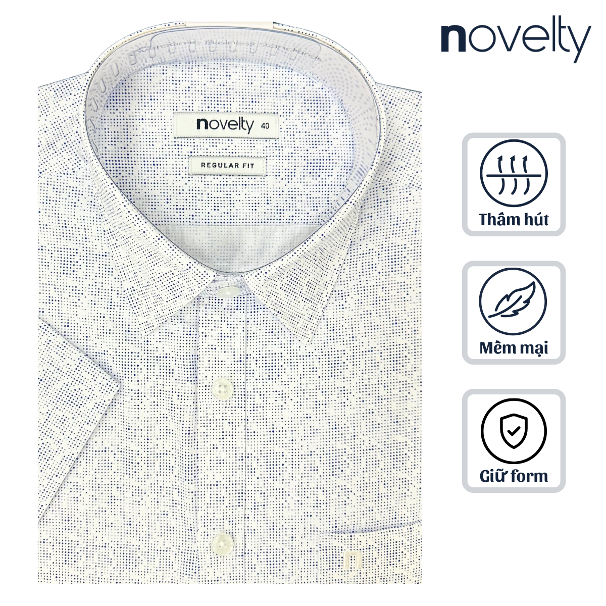 Áo sơ mi nam ngắn tay Novelty Regular fit T/C NSMMINMTCR250182N