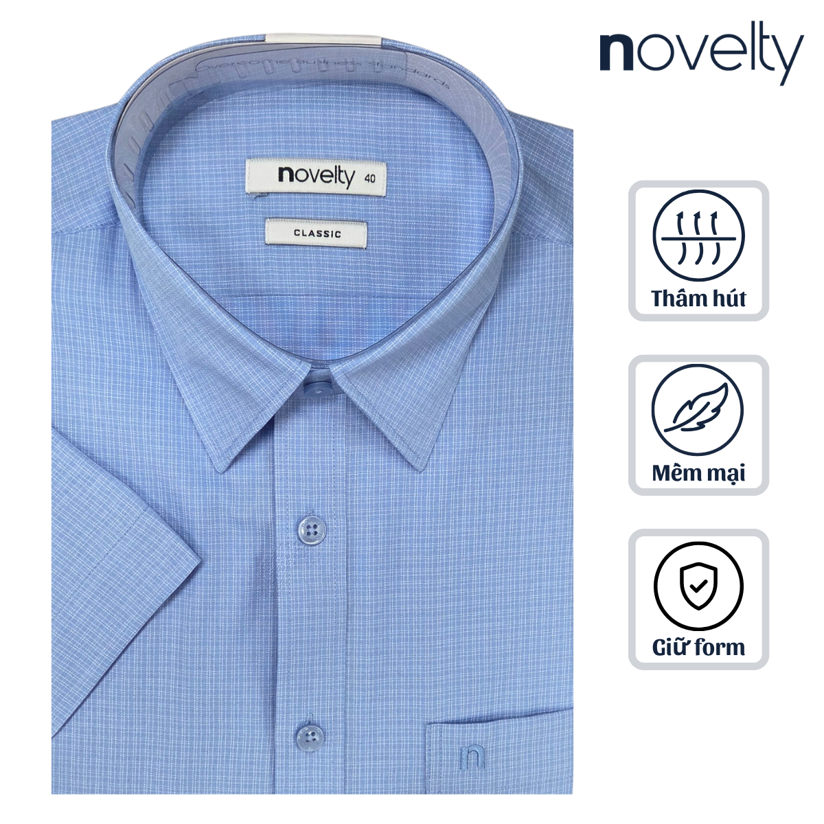 Áo sơ mi nam ngắn tay Novelty Classic T/C NSMMCNMTCC250186N