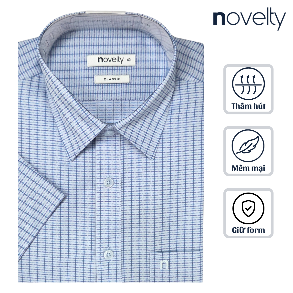 Áo sơ mi nam ngắn tay Novelty Classic T/C NSMMCNMTCC250187N