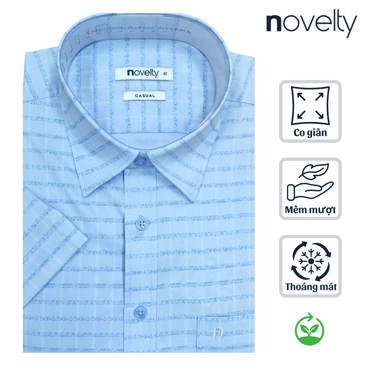 ÁO SƠ MI NAM NGẮN TAY NOVELTY CASUAL  BAMBOO CARO LỚN NSMMCLMT3B250279N ÁO SƠ MI NAM NGẮN TAY NOVELTY CASUAL  BAMBOO CARO LỚN NSMMCLMT3B250279N