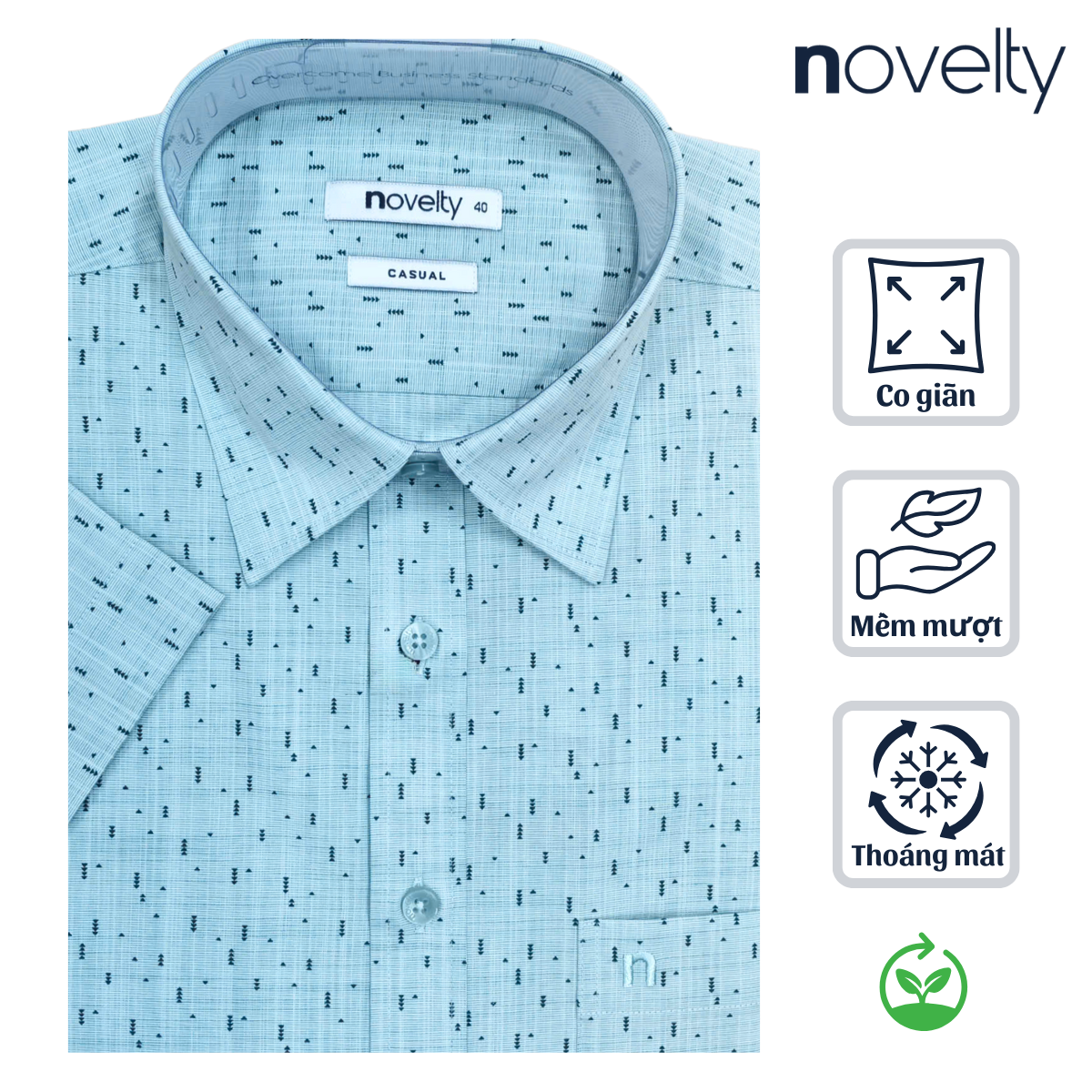 ÁO SƠ MI NAM NGẮN TAY NOVELTY CASUAL BAMBOO  HOA VĂN NSMMINMT3B250281N