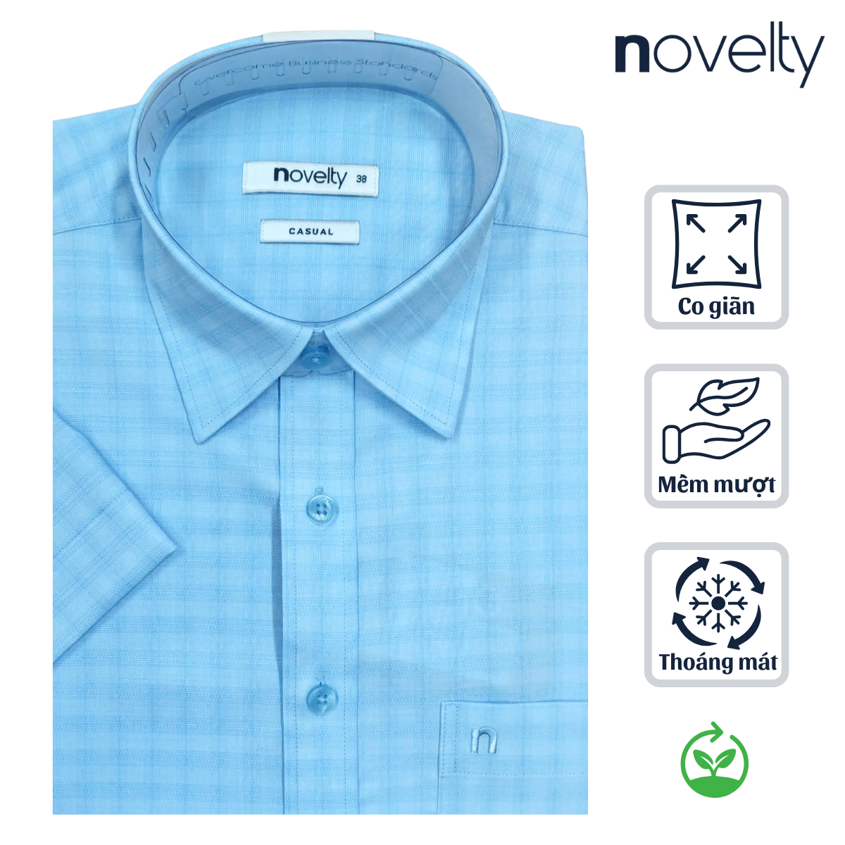 ÁO SƠ MI NAM NGẮN TAY NOVELTY CASUAL BAMBOO CARO LỚN NSMMCLMT3B250282N