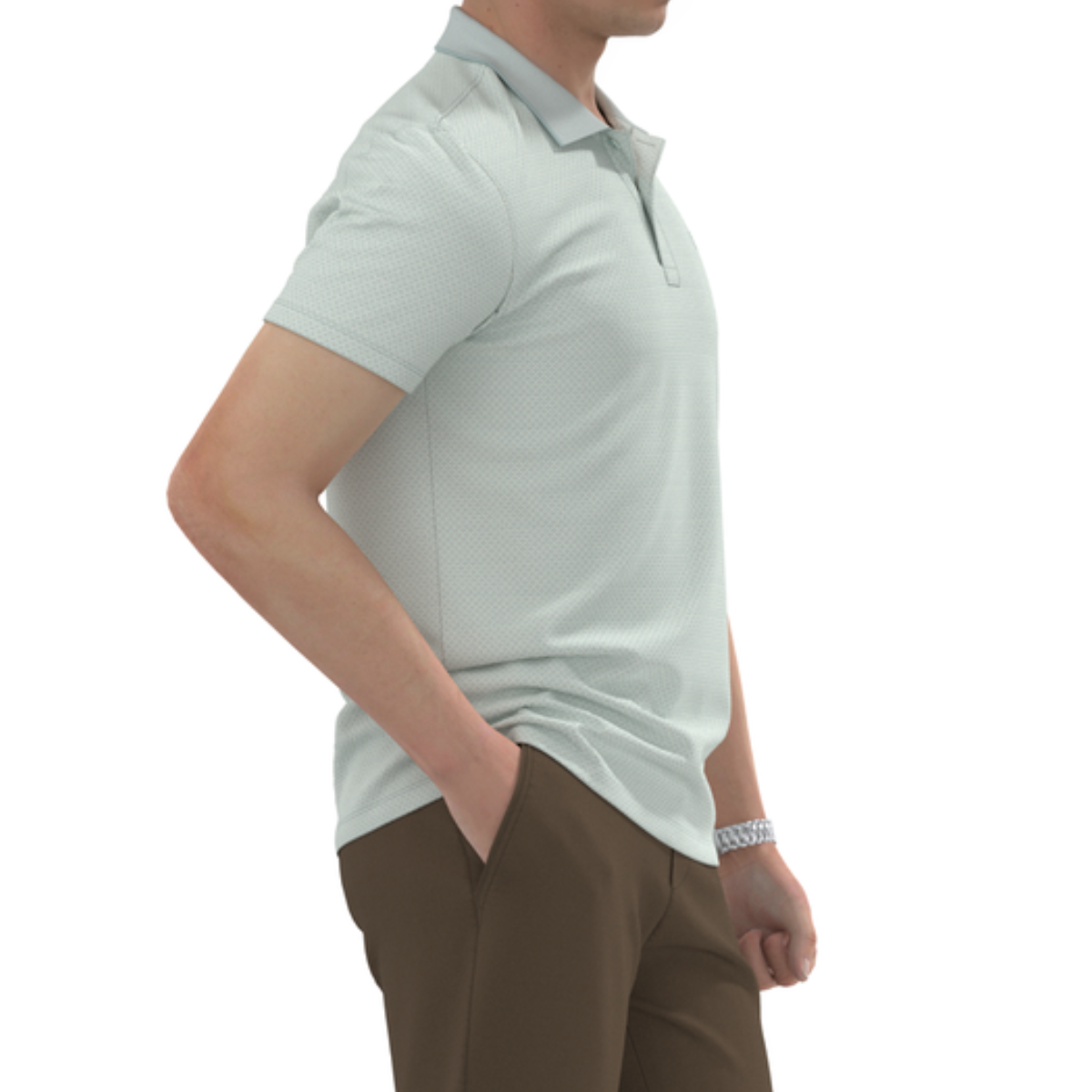 ÁO POLO NAM NOVELTY REGULAR FIT MODAL HOA VĂN TRẮNG XANH BẠC HÀ NATMINMT3R250499N