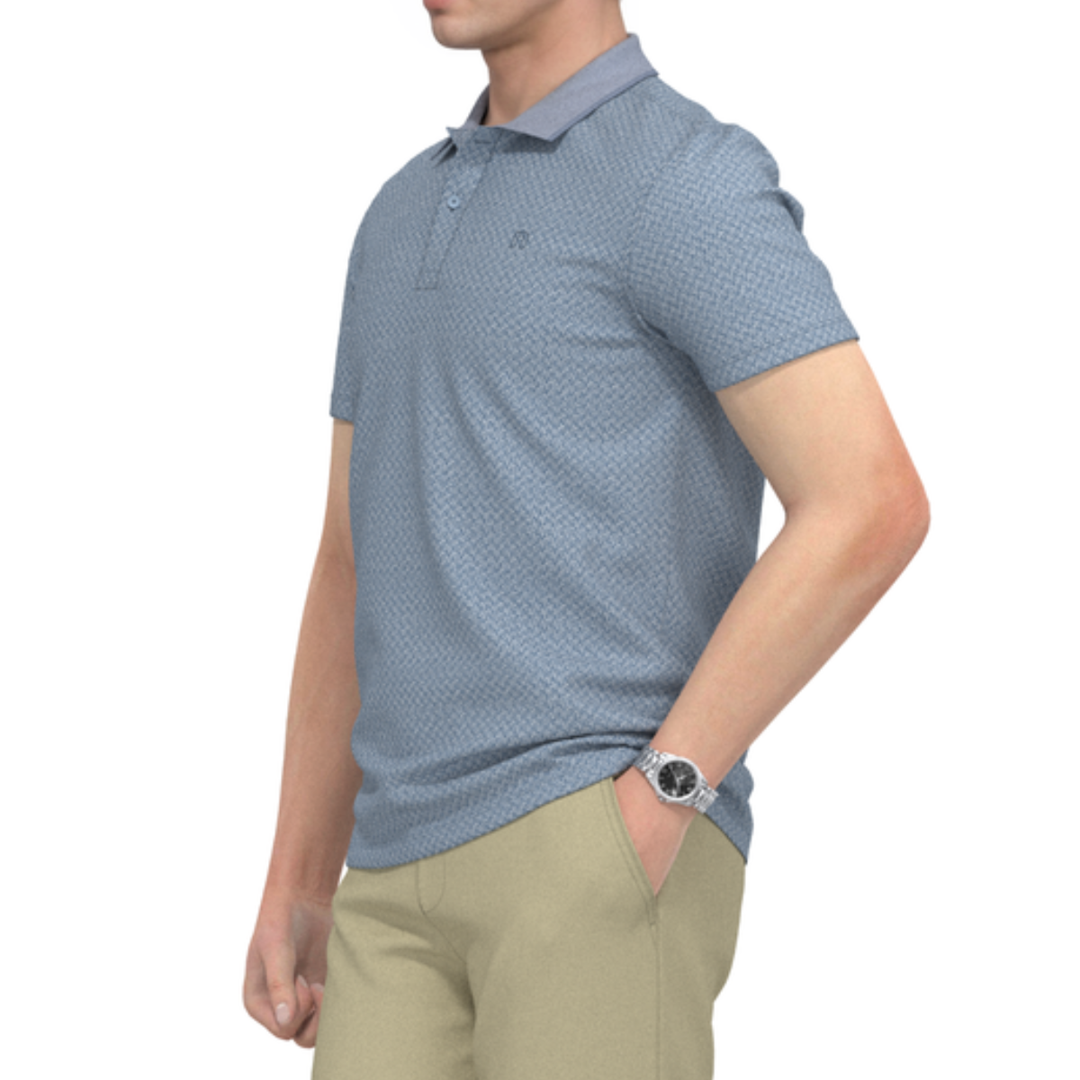 ÁO POLO NAM NOVELTY REGULAR FIT MODAL HOA VĂN ĐAN LÁT XANH DƯƠNG NATMINMT3R250502N